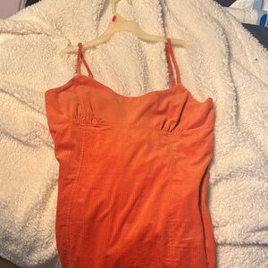 wild fable Orange Ribbed Cami with Bra-Style Bodice